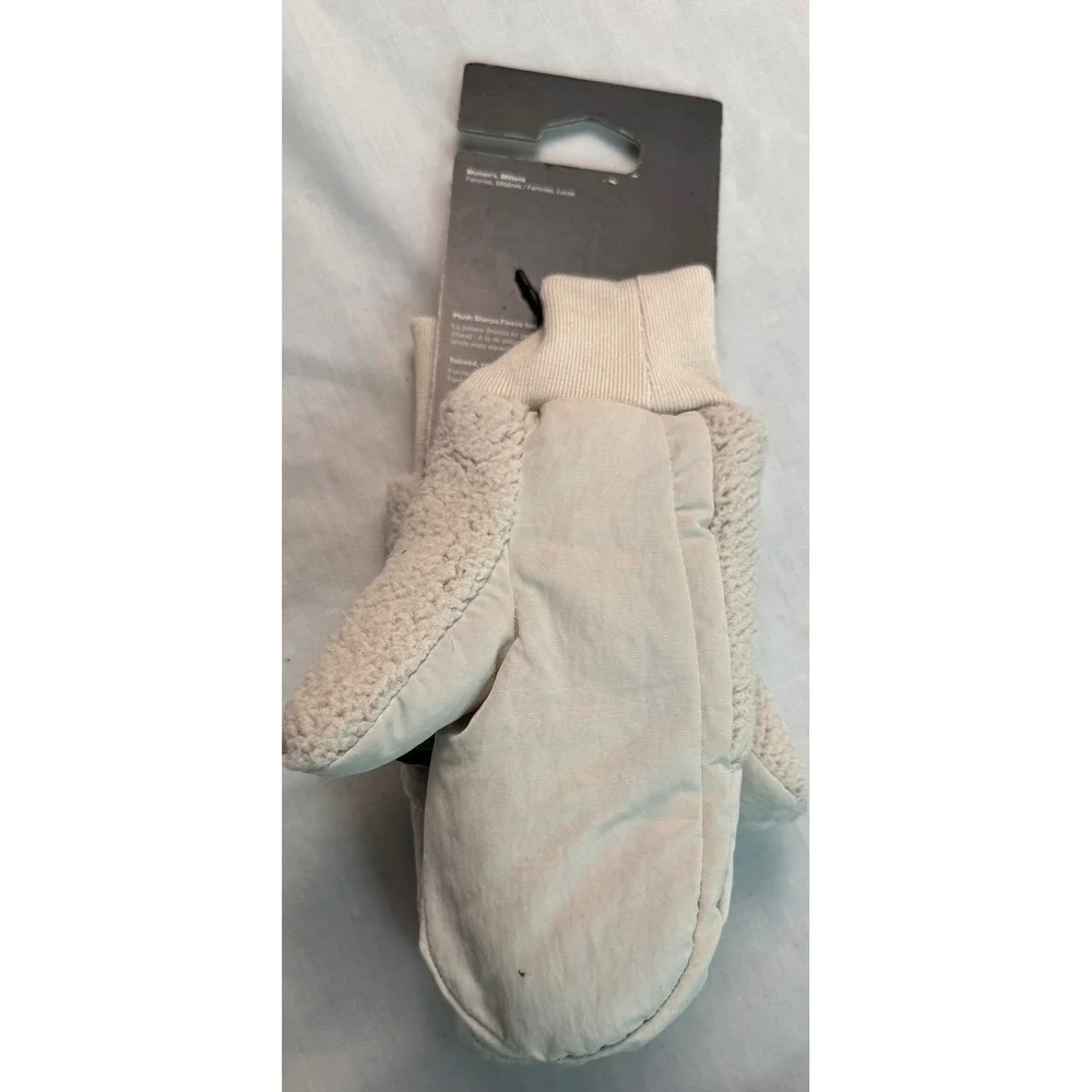 Nike Sherpa Fleece Mittens Womens XS/S Oatmeal Bone NEW